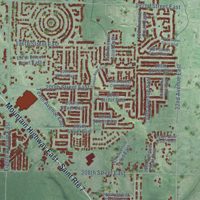 Second close-up of the map of Spanaway, Washington print showing more streets and buildings