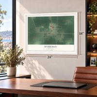 Sparkman, Arkansas map, 18 x 24 inch print in a white frame in a home office