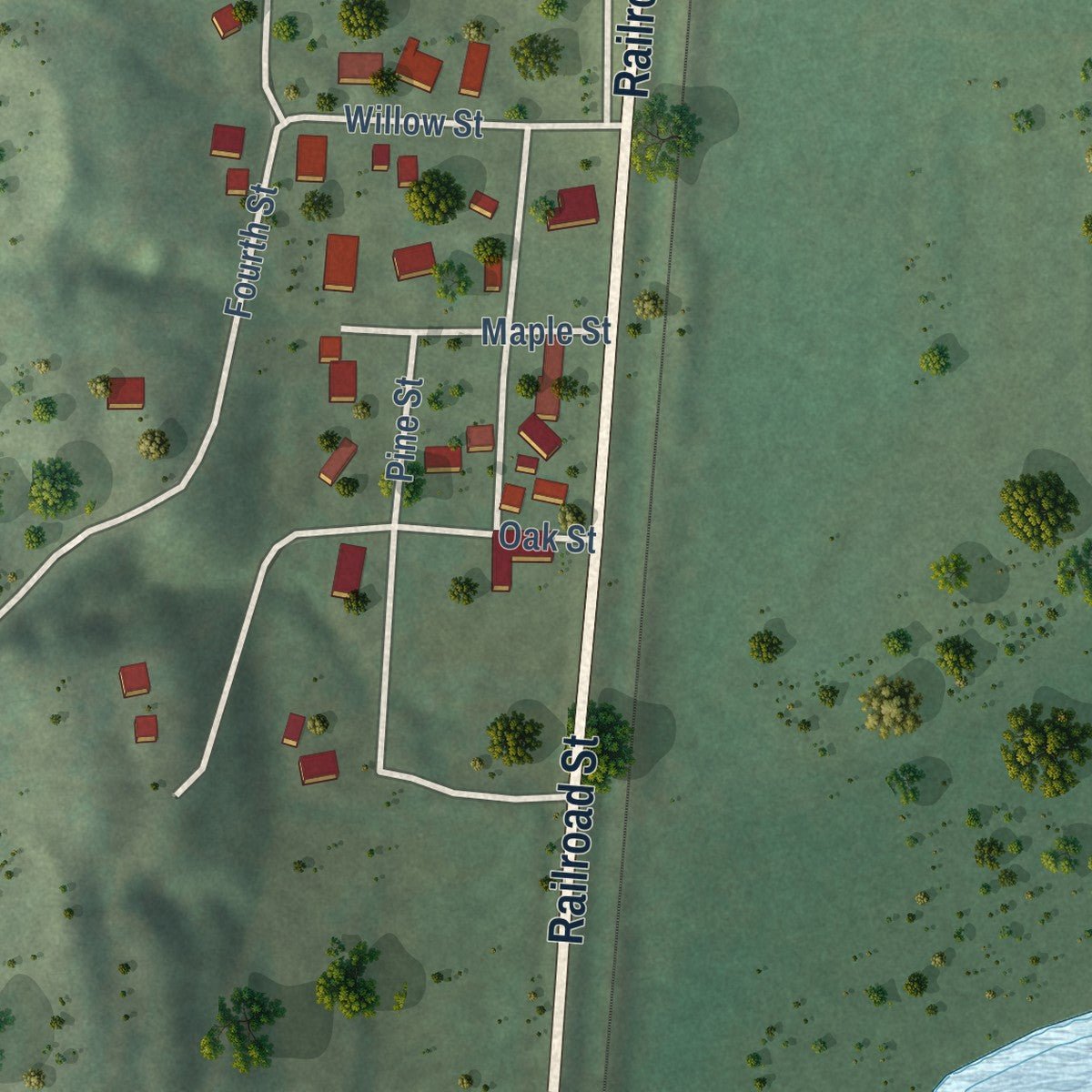 Second close-up of the map of Sparland, Illinois print showing more streets and buildings