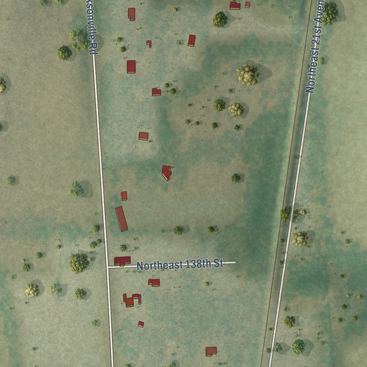 Second close-up of the map of Sparr, Florida print showing more streets and buildings