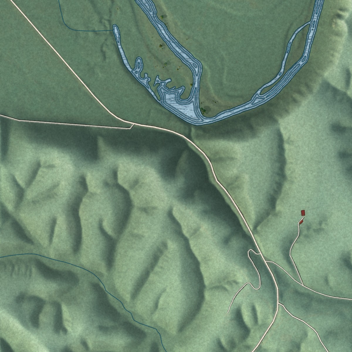 Second close-up of the map of Sparrowhawk, Oklahoma print showing more streets and buildings