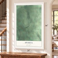 Sparta, New York map, 24 x 36 inch print in a white frame by a staircase