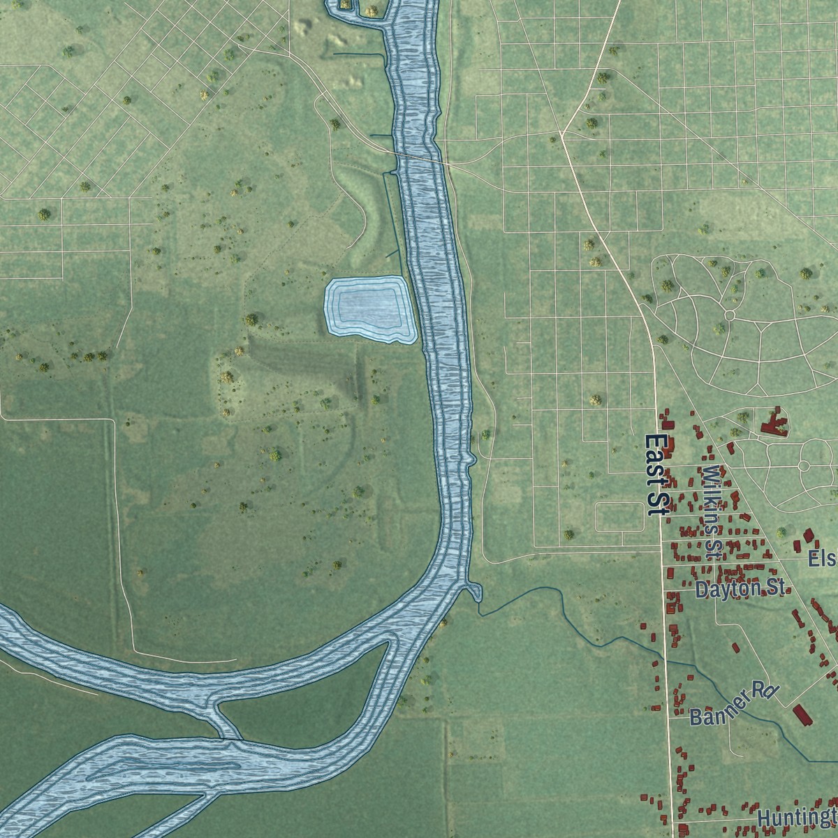 Second close-up of the map of Spaulding, Michigan print showing more streets and buildings