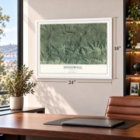 Speedwell, Virginia map, 18 x 24 inch print in a white frame in a home office