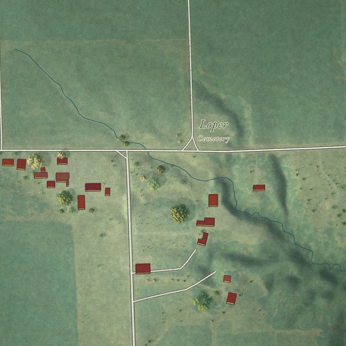 Second close-up of the map of Sperry, Iowa print showing more streets and buildings