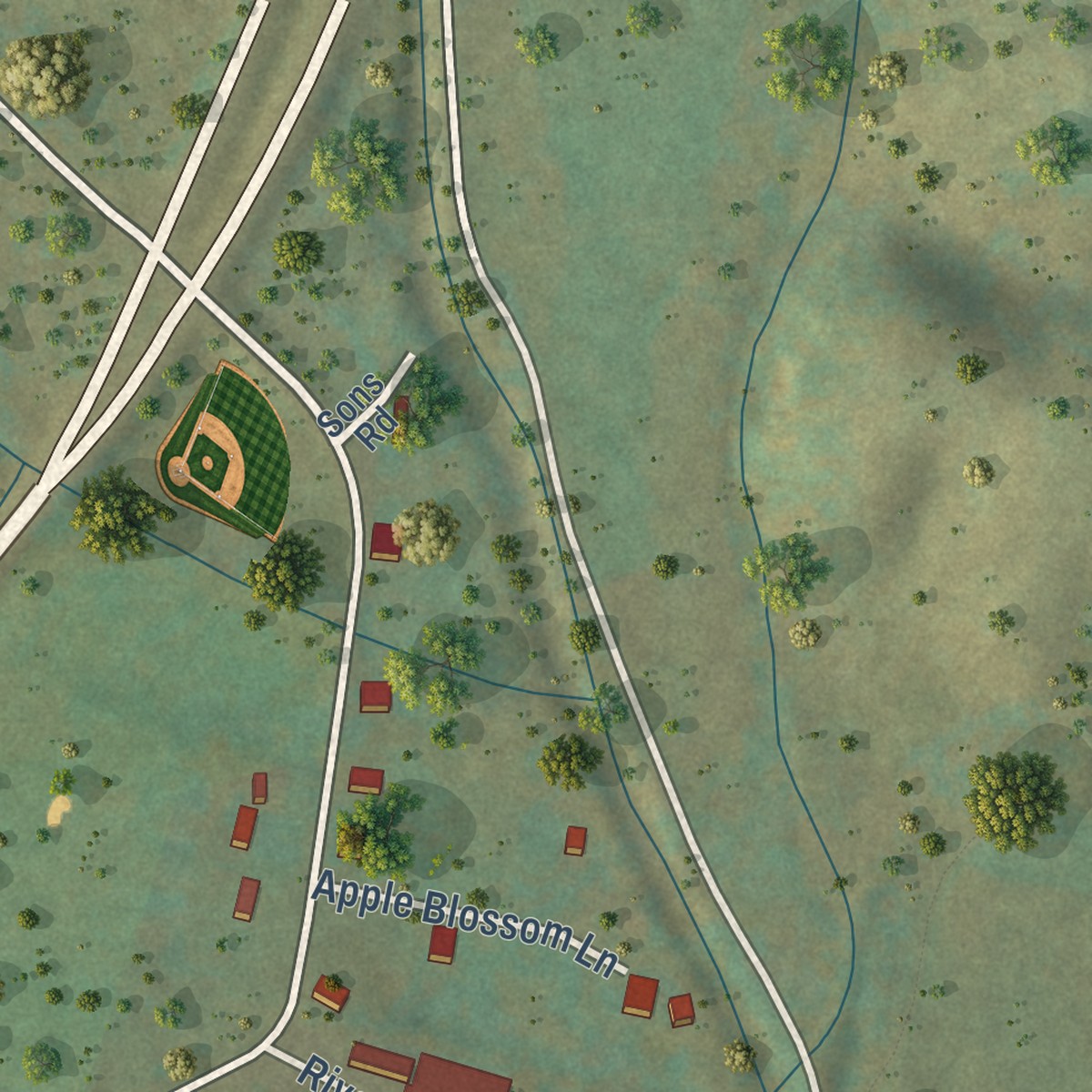 Second close-up of the map of Sperryville, Virginia print showing more streets and buildings
