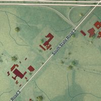 Second close-up of the map of Spiceland, Indiana print showing more streets and buildings