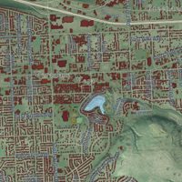 Second close-up of the map of Spokane Valley, Washington print showing more streets and buildings
