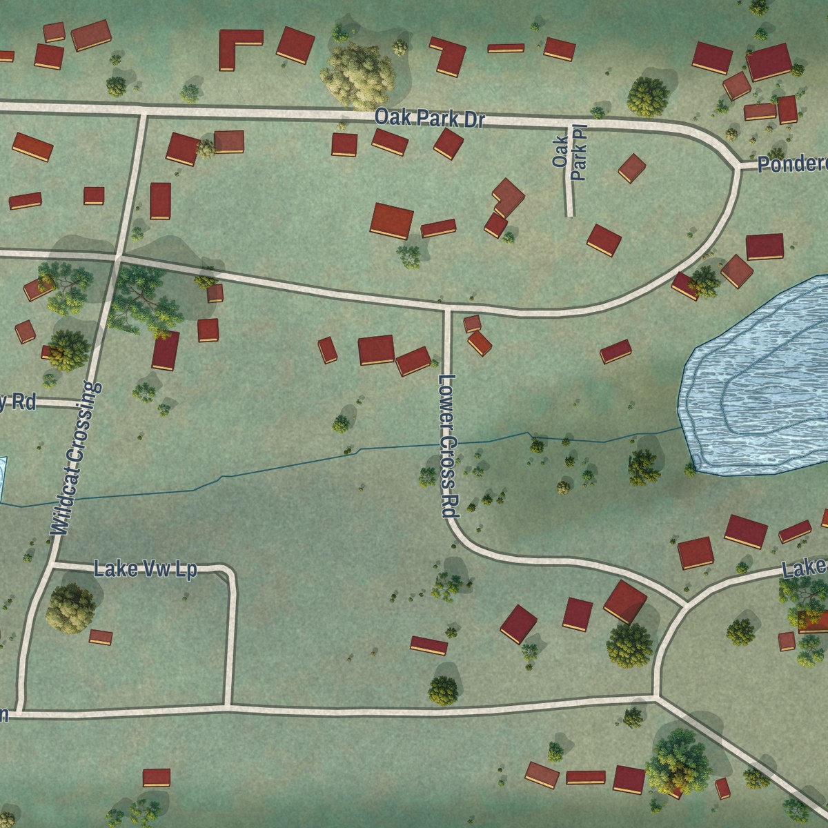 Second close-up of the map of Sportsmans Park, Oregon print showing more streets and buildings