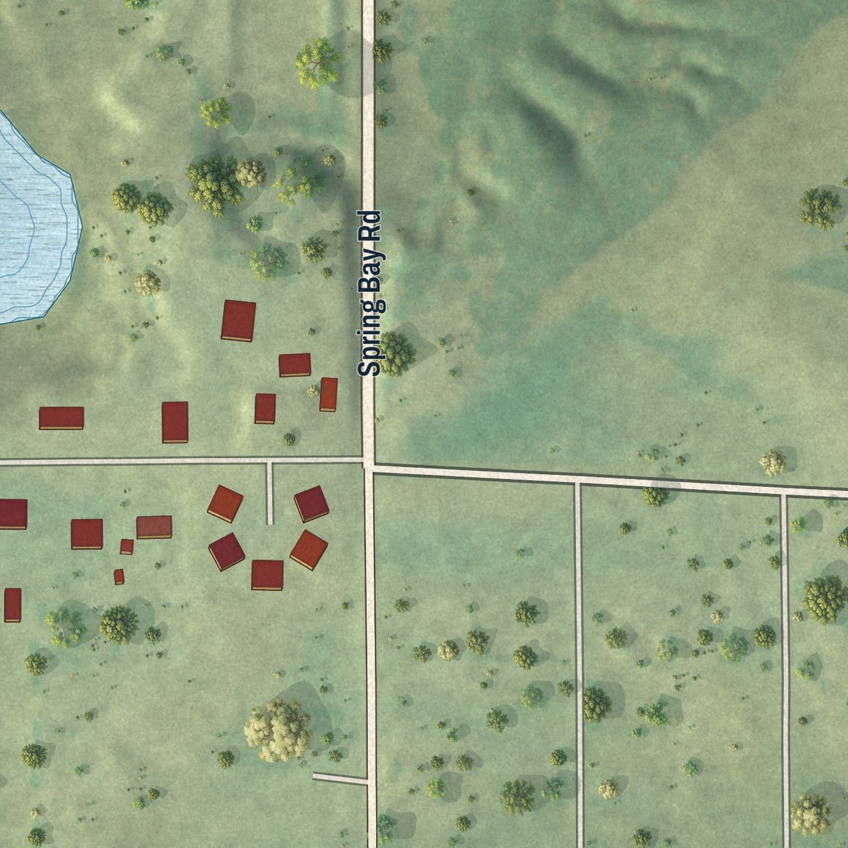 Second close-up of the map of Spring Bay, Illinois print showing more streets and buildings