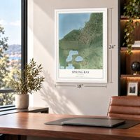 Spring Bay, Illinois map, 18 x 24 inch print in a white frame in a home office