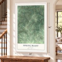 Spring Bluff, Missouri map, 24 x 36 inch print in a white frame by a staircase