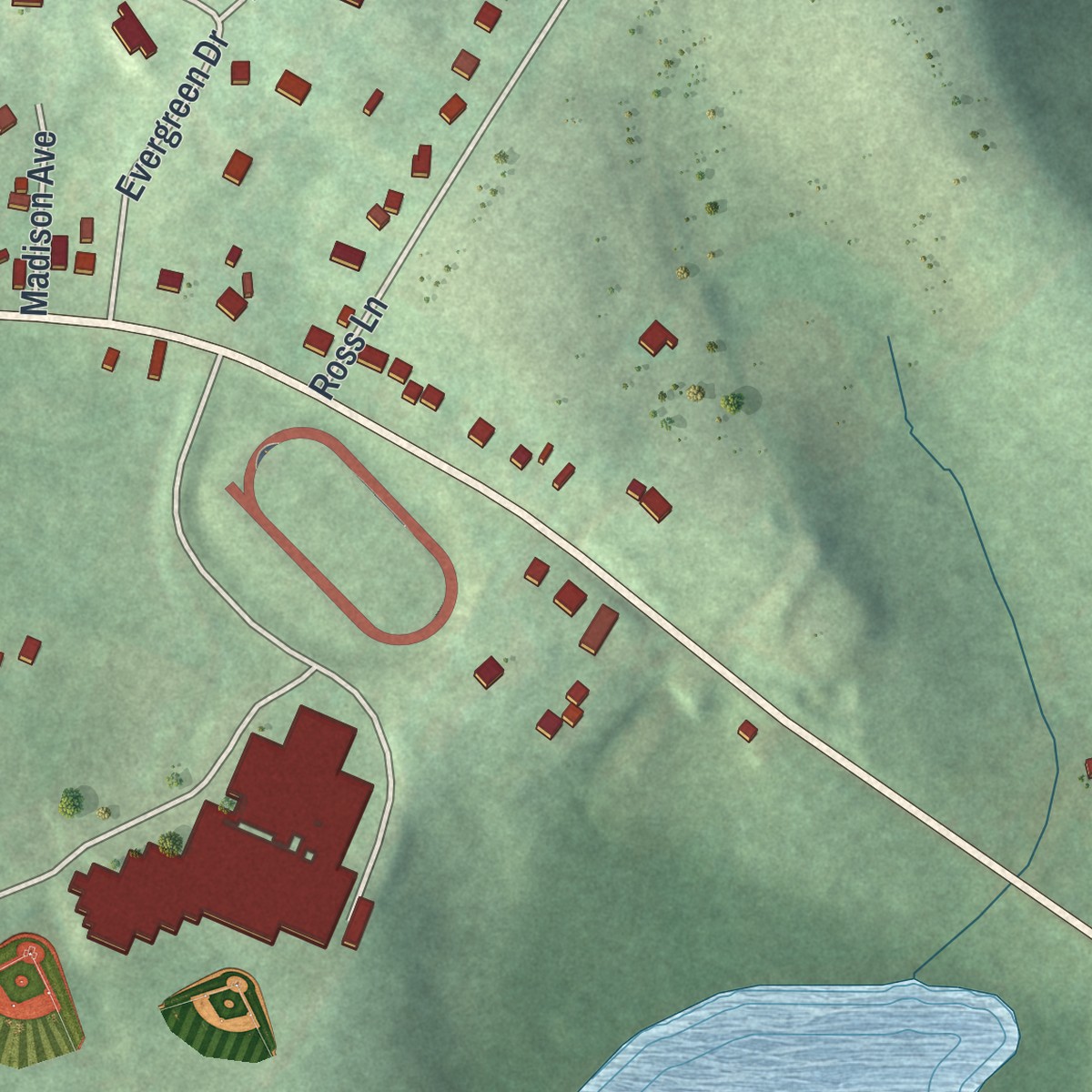 Second close-up of the map of Spring Church, Pennsylvania print showing more streets and buildings