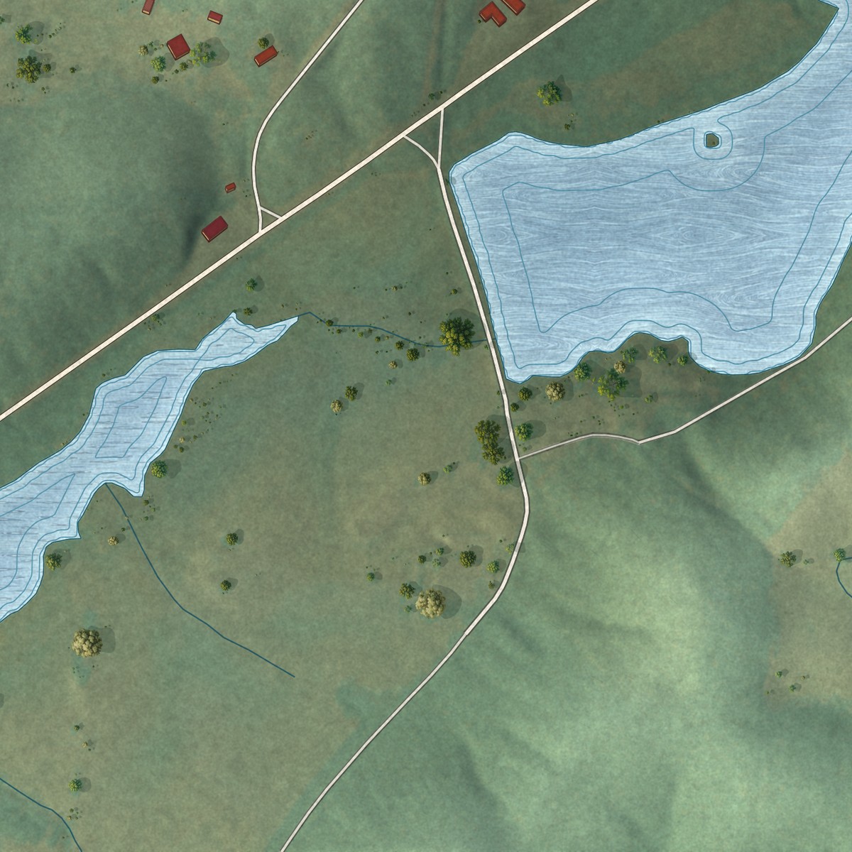 Second close-up of the map of Spring Garden, Alabama print showing more streets and buildings