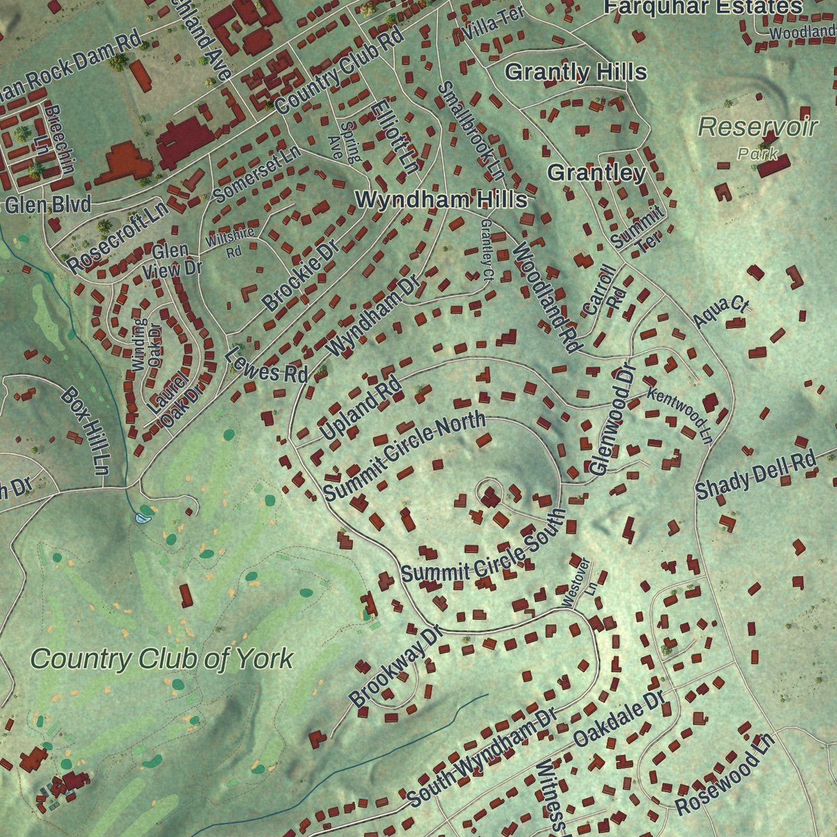 Second close-up of the map of Spring Garden, York County, Pennsylvania print showing more streets and buildings