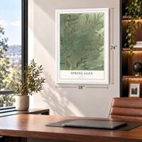 Spring Glen, Utah map, 18 x 24 inch print in a white frame in a home office