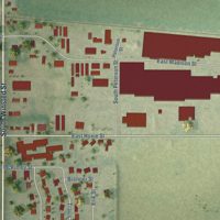 Second close-up of the map of Spring Green, Wisconsin print showing more streets and buildings
