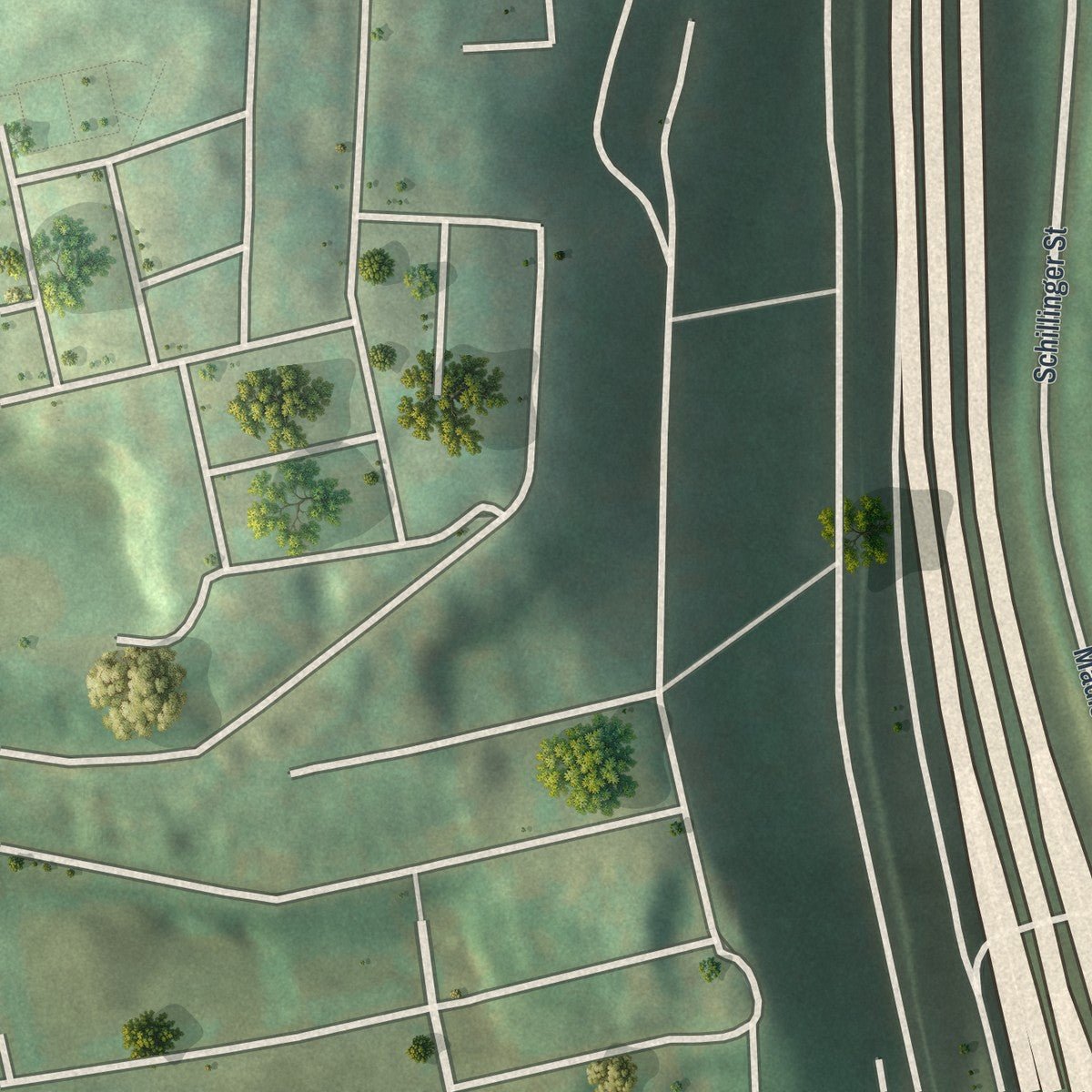 Second close-up of the map of Spring Hill-City View, Pennsylvania print showing more streets and buildings