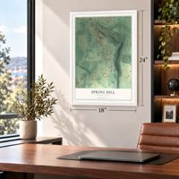 Spring Hill, Pennsylvania map, 18 x 24 inch print in a white frame in a home office