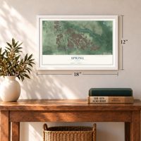 Spring, Texas map, 12 x 18 inch print in a white frame in an entryway