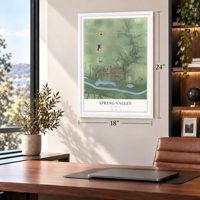 Spring Valley, Illinois map, 18 x 24 inch print in a white frame in a home office