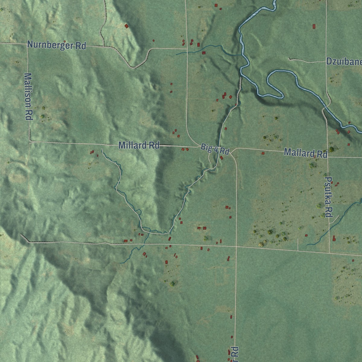 Second close-up of the map of Springdale, Michigan print showing more streets and buildings