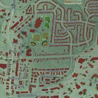 Second close-up of the map of Springdale, Ohio print showing more streets and buildings