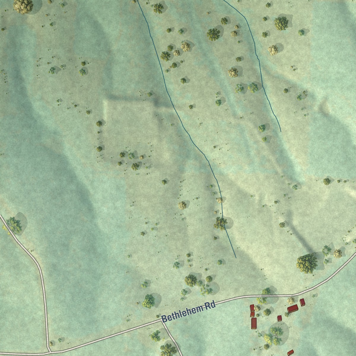 Second close-up of the map of Springfield, Arkansas print showing more streets and buildings