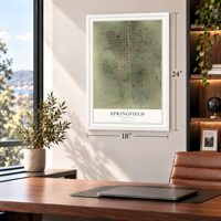Springfield, Colorado map, 18 x 24 inch print in a white frame in a home office