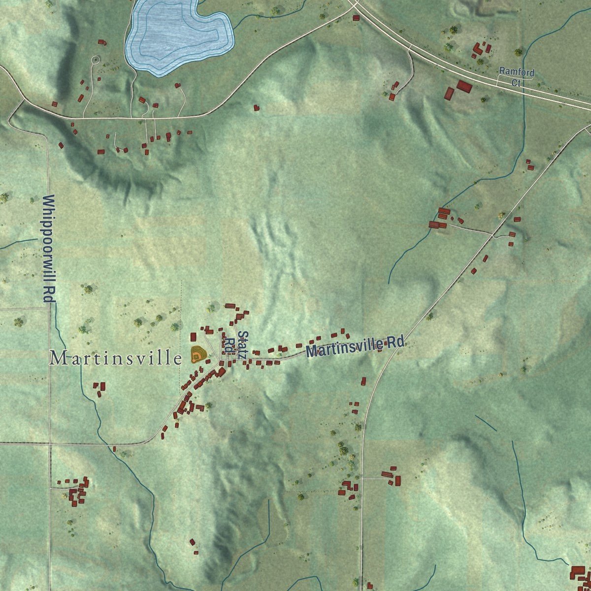 Second close-up of the map of Springfield, Dane County, Wisconsin print showing more streets and buildings