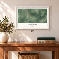 Springfield, Georgia map, 12 x 18 inch print in a white frame in an entryway