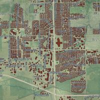 Second close-up of the map of Springfield, Illinois print showing more streets and buildings