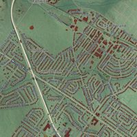 Second close-up of the map of Springfield, Montgomery County, Pennsylvania print showing more streets and buildings