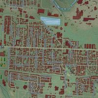 Second close-up of the map of Springfield, Oregon print showing more streets and buildings