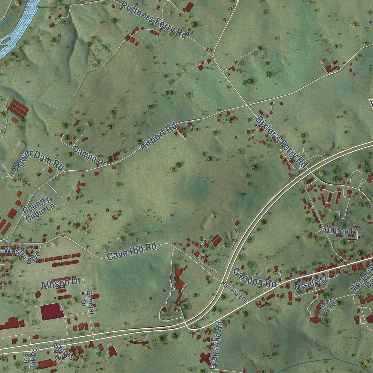 Second close-up of the map of Springfield, Page County, Virginia print showing more streets and buildings