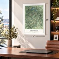 Springfield, York County, Pennsylvania map, 18 x 24 inch print in a white frame in a home office
