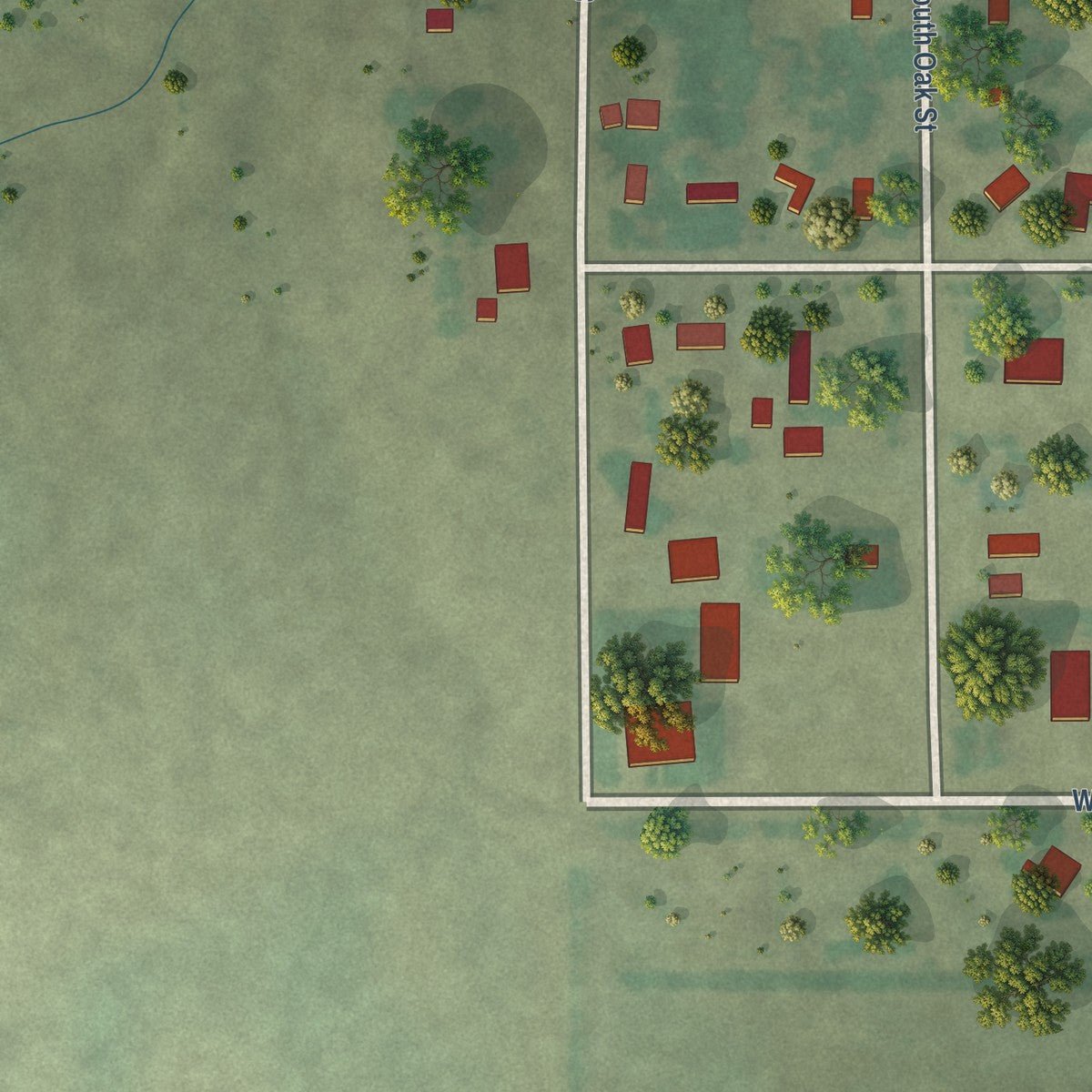 Second close-up of the map of Springview, Nebraska print showing more streets and buildings