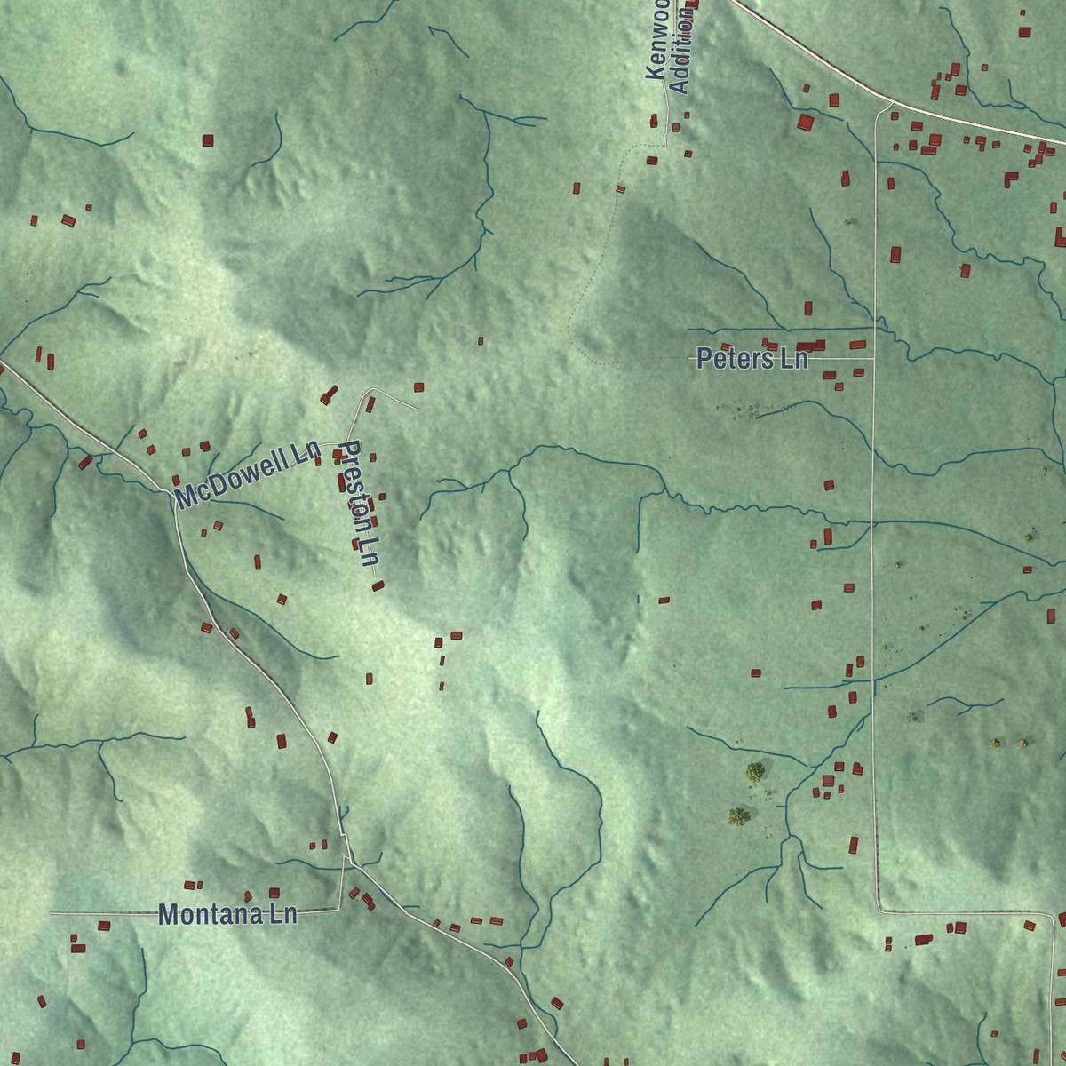 Second close-up of the map of Springville, Indiana print showing more streets and buildings