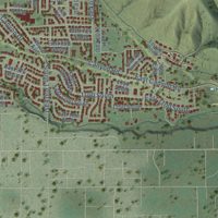 Second close-up of the map of Springville, Utah print showing more streets and buildings