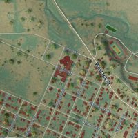 Second close-up of the map of Spur, Texas print showing more streets and buildings