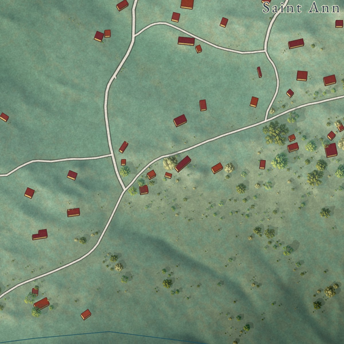 Second close-up of the map of St. Ann Highlands, Colorado print showing more streets and buildings