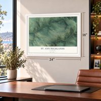 St. Ann Highlands, Colorado map, 18 x 24 inch print in a white frame in a home office
