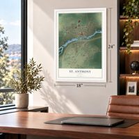 St. Anthony, Idaho map, 18 x 24 inch print in a white frame in a home office