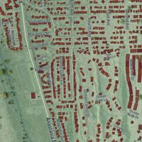 Second close-up of the map of St. Augustine Beach, Florida print showing more streets and buildings