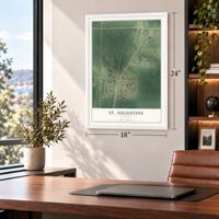St. Augustine, Illinois map, 18 x 24 inch print in a white frame in a home office