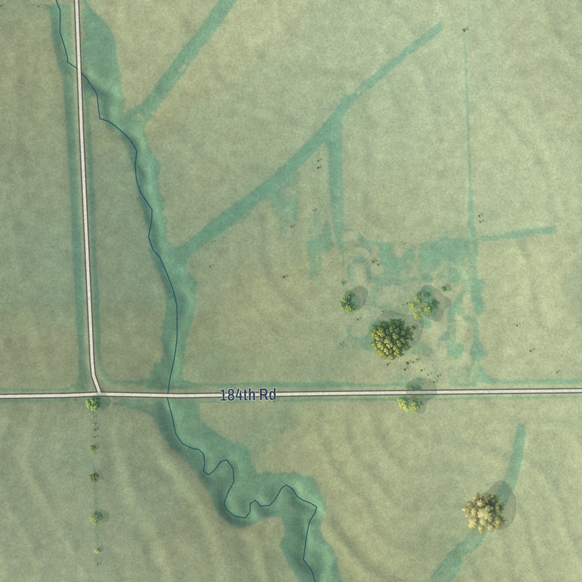 Second close-up of the map of St. Benedict, Kansas print showing more streets and buildings