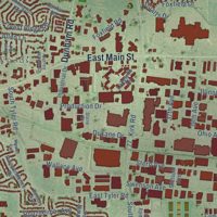 Second close-up of the map of St. Charles, Illinois print showing more streets and buildings