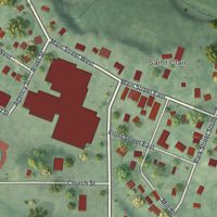 Second close-up of the map of St. Clair, Minnesota print showing more streets and buildings
