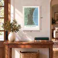 St. Clair Shores, Michigan map, 12 x 18 inch print in a white frame in an entryway