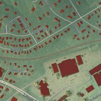 Second close-up of the map of St. Davids, Pennsylvania print showing more streets and buildings